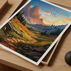 John Muir Trail Poster, Sierra Nevada Druck, Sierra Nevada Kunst, Wanderdruck, Sierra Nevada Reiseposter, Wanderposter