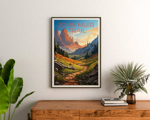 John Muir Trail Poster, Sierra Nevada Druck, Sierra Nevada Kunst, Wanderdruck, Sierra Nevada Reiseposter, Wanderposter