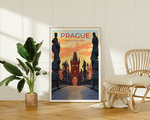 Prague Travel Poster, Czech Republic Art, Charles Bridge Print, Prague Poster, Charles Bridge Art, Europe Poster, Poster Art, Wall Decor