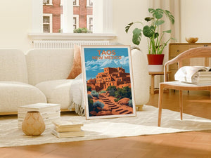 Taos Pueblo Travel Print Taos Poster New Mexico Wall Art Native American Illustration Desert Poster Home Decor Birthday Gift
