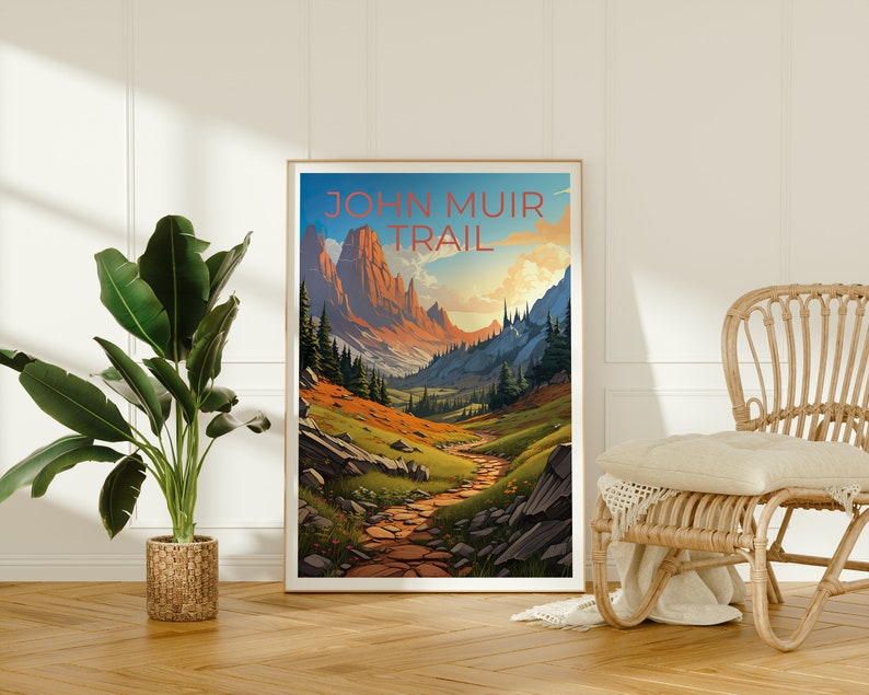 John Muir Trail Poster, Sierra Nevada Druck, Sierra Nevada Kunst, Wanderdruck, Sierra Nevada Reiseposter, Wanderposter