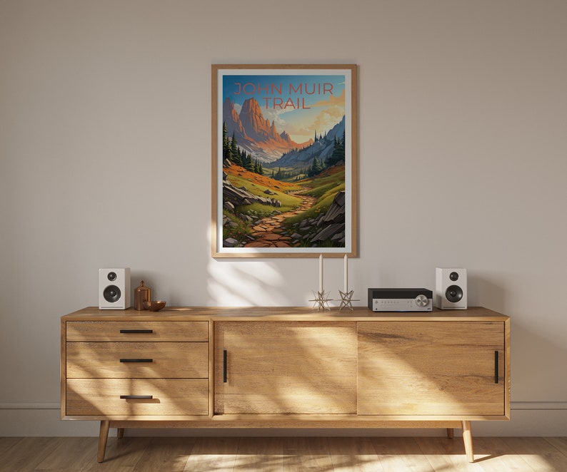 John Muir Trail Poster, Sierra Nevada Druck, Sierra Nevada Kunst, Wanderdruck, Sierra Nevada Reiseposter, Wanderposter