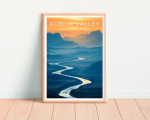 Affiche de voyage de la vallée de Kobuk, art mural de l'Alaska, impression de l'Alaska, affiche de la vallée de Kobuk, affiche de la nature, affiche du parc naturel