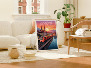 Lucerne Travel Print Switzerland Poster Europe Wall Art Switzerland Illustration Lucerne Poster Home Decor Birthday Gift