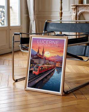 Lucerne Travel Print Switzerland Poster Europe Wall Art Switzerland Illustration Lucerne Poster Home Decor Birthday Gift