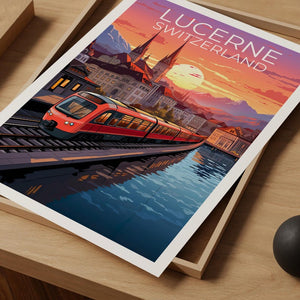 Lucerne Travel Print Switzerland Poster Europe Wall Art Switzerland Illustration Lucerne Poster Home Decor Birthday Gift