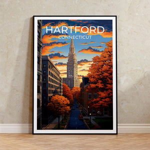 Hartford Travel Poster, Connecticut Wall Art, Hartford Print, Hartford Poster, Connecticut Art, City Poster, Wall Decor