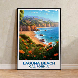 Laguna Beach Travel Print California Poster Orange County Wall Art Beach Illustration Laguna Beach Poster Home Decor Birthday Gift