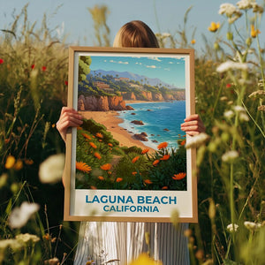 Laguna Beach Travel Print California Poster Orange County Wall Art Beach Illustration Laguna Beach Poster Home Decor Birthday Gift