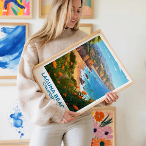 Laguna Beach Travel Print California Poster Orange County Wall Art Beach Illustration Laguna Beach Poster Home Decor Birthday Gift