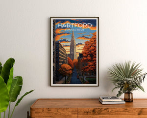 Hartford Travel Poster, Connecticut Wall Art, Hartford Print, Hartford Poster, Connecticut Art, City Poster, Wall Decor