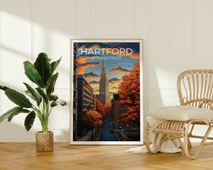 Hartford Travel Poster, Connecticut Wall Art, Hartford Print, Hartford Poster, Connecticut Art, City Poster, Wall Decor