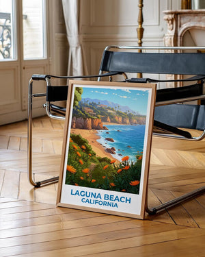 Laguna Beach Travel Print California Poster Orange County Wall Art Beach Illustration Laguna Beach Poster Home Decor Birthday Gift