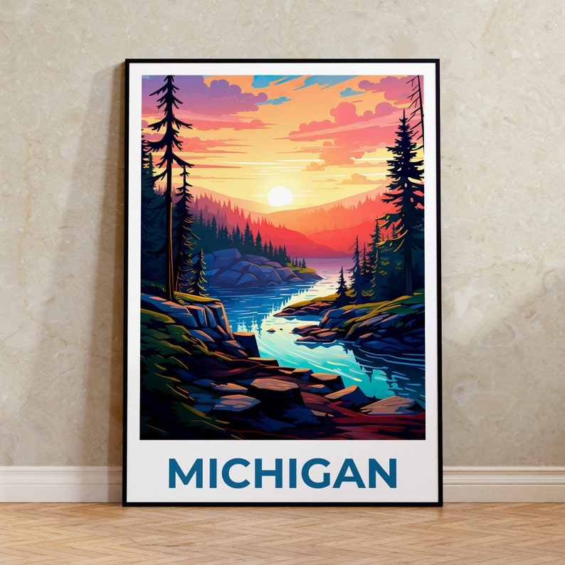 Michigan Poster, Michigan Druck, Hiawatha National Forest Poster, Wald Druck, Michigan Reise Poster, Michigan Kunst