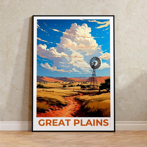 Affiche de voyage des Grandes Plaines, Art mural des Plaines, Impression des Plaines, Affiche des Grandes Plaines, Affiche des Plaines, Affiche de la nature, Art des Grandes Plaines