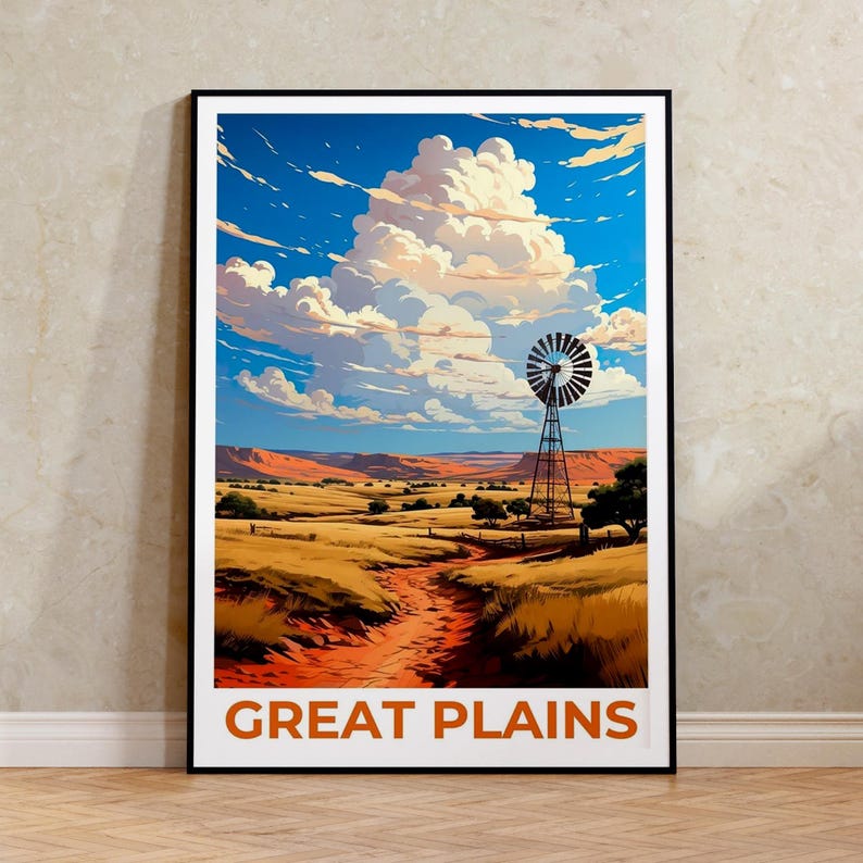 Affiche de voyage des Grandes Plaines, Art mural des Plaines, Impression des Plaines, Affiche des Grandes Plaines, Affiche des Plaines, Affiche de la nature, Art des Grandes Plaines