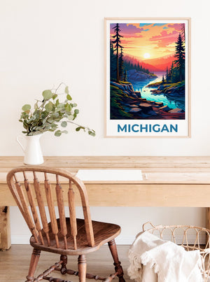 Michigan Poster, Michigan Druck, Hiawatha National Forest Poster, Wald Druck, Michigan Reise Poster, Michigan Kunst