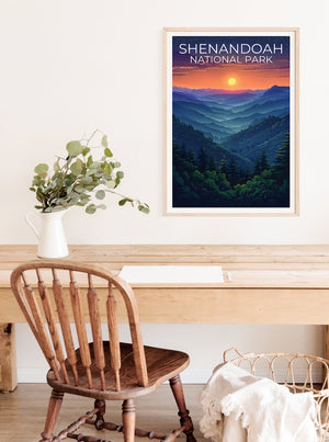 Affiche du parc national de Shenandoah, impression de Shenandoah, affiche de Virginie, impression de Virginie, affiche Blue Ridge, art de Shenandoah