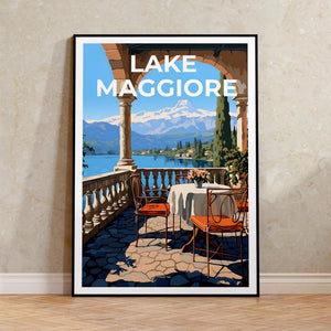 Lake Maggiore Travel Print Italy Poster Europe Wall Art Switzerland Illustration Lake Maggiore Poster Home Decor Birthday Gift