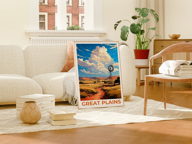 Affiche de voyage des Grandes Plaines, Art mural des Plaines, Impression des Plaines, Affiche des Grandes Plaines, Affiche des Plaines, Affiche de la nature, Art des Grandes Plaines