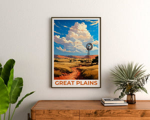 Affiche de voyage des Grandes Plaines, Art mural des Plaines, Impression des Plaines, Affiche des Grandes Plaines, Affiche des Plaines, Affiche de la nature, Art des Grandes Plaines