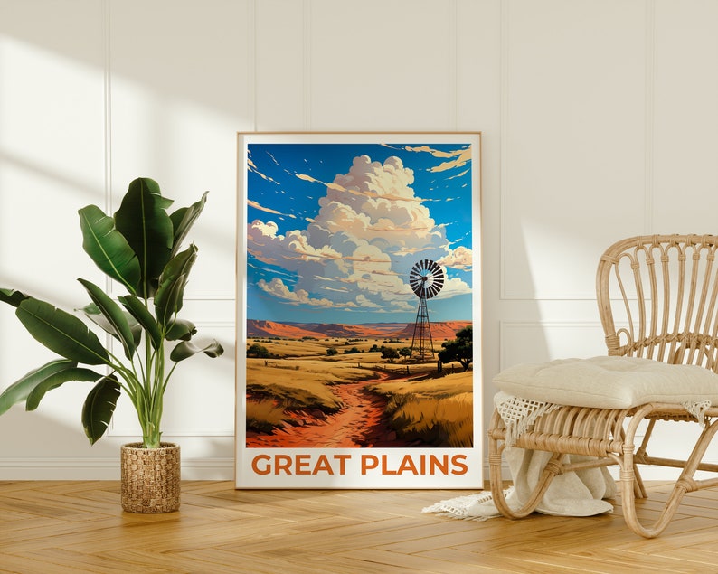Affiche de voyage des Grandes Plaines, Art mural des Plaines, Impression des Plaines, Affiche des Grandes Plaines, Affiche des Plaines, Affiche de la nature, Art des Grandes Plaines