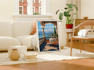 Lake Maggiore Travel Print Italy Poster Europe Wall Art Switzerland Illustration Lake Maggiore Poster Home Decor Birthday Gift