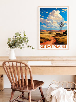 Affiche de voyage des Grandes Plaines, Art mural des Plaines, Impression des Plaines, Affiche des Grandes Plaines, Affiche des Plaines, Affiche de la nature, Art des Grandes Plaines