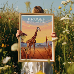 Kruger National Park Travel Print African Safari Poster South Africa Wall Art Africa Illustration Kruger Poster Home Decor Birthday Gift