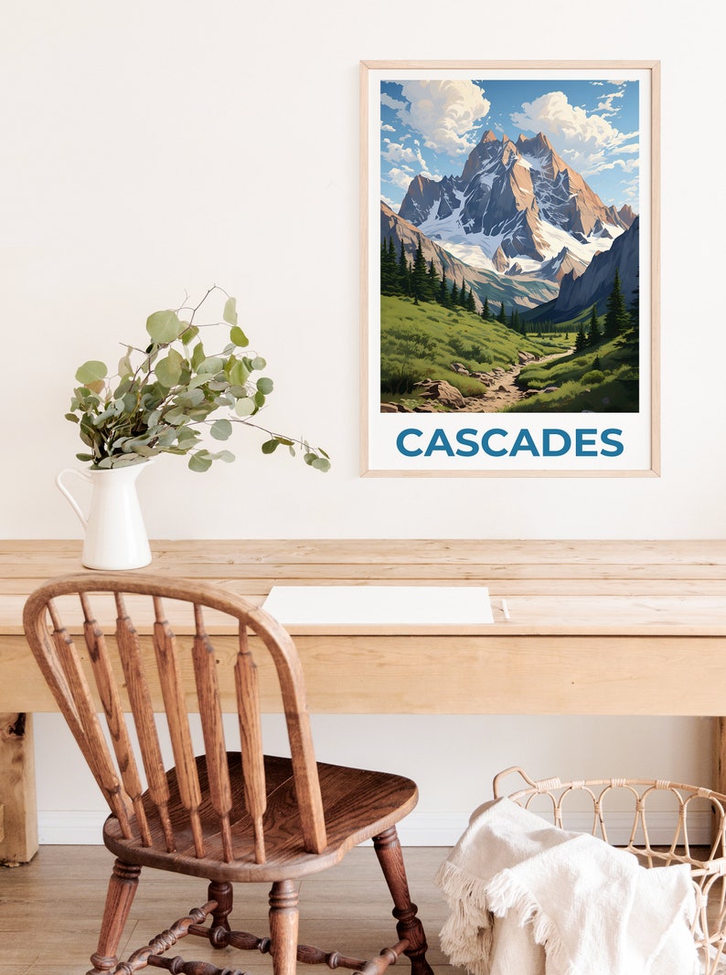 Kaskaden Poster, Kaskaden Druck, Berg Poster, Kaskaden Range Druck, Kaskaden Reise Poster, Berg Kunst, Kaskaden Kunst