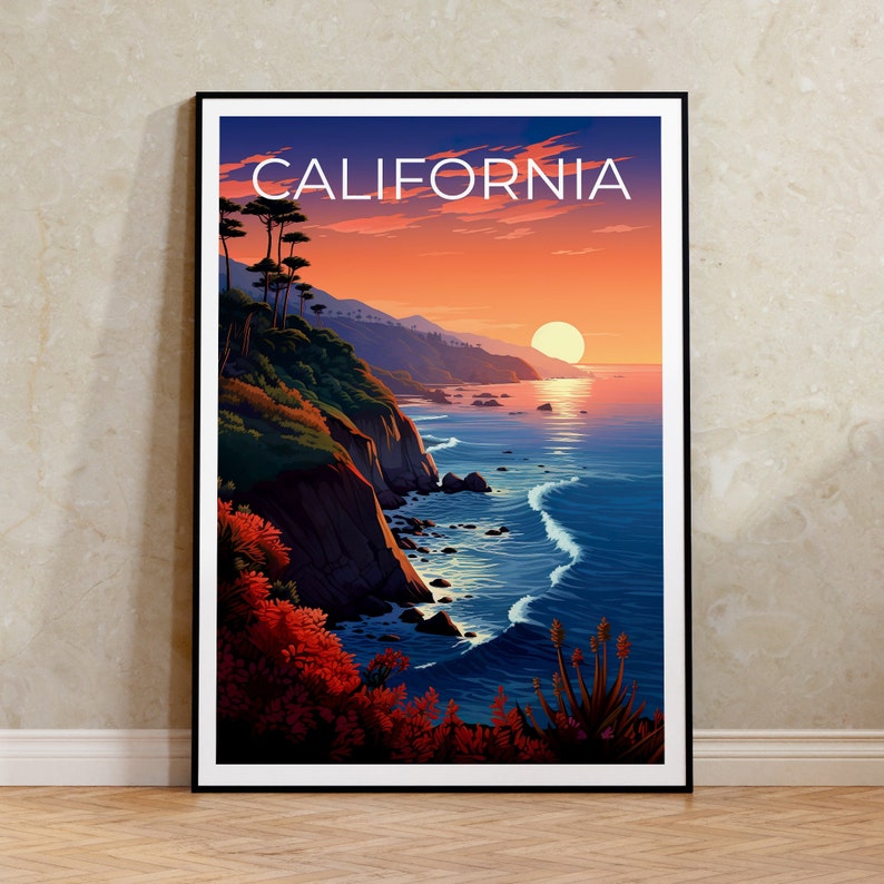 California Travel Poster, Coast Wall Art, Coast Print, California Poster, Coast Poster, California Print, California Art