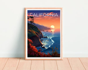 California Travel Poster, Coast Wall Art, Coast Print, California Poster, Coast Poster, California Print, California Art
