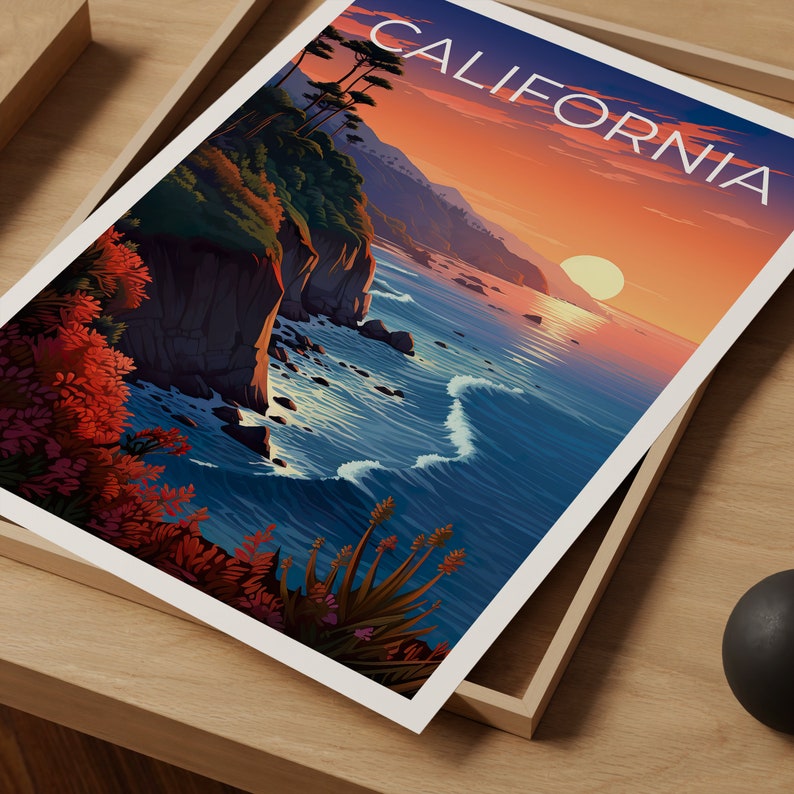 California Travel Poster, Coast Wall Art, Coast Print, California Poster, Coast Poster, California Print, California Art