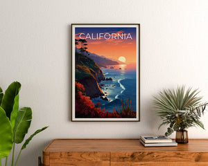 California Travel Poster, Coast Wall Art, Coast Print, California Poster, Coast Poster, California Print, California Art