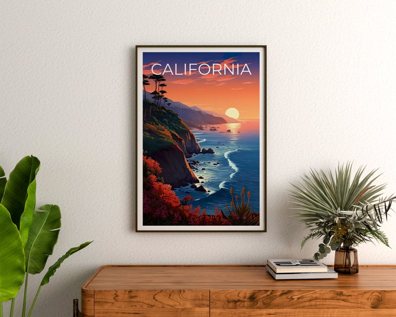 California Travel Poster, Coast Wall Art, Coast Print, California Poster, Coast Poster, California Print, California Art