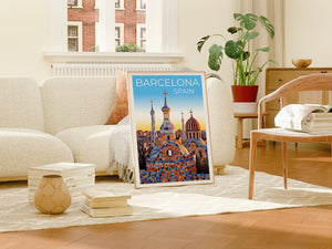 Barcelona Travel Poster, Spain Wall Art, Spain Print, Barcelona Poster, Park Güell Poster, City Poster, Barcelona Art