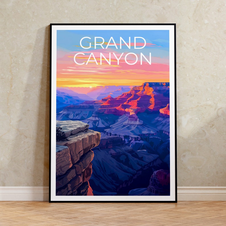 Affiche du Grand Canyon, Impression du Grand Canyon, Affiche de l'Arizona, Impression de l'Arizona, Affiche de voyage du Grand Canyon, Art de l'Arizona, Cadeau de randonnée