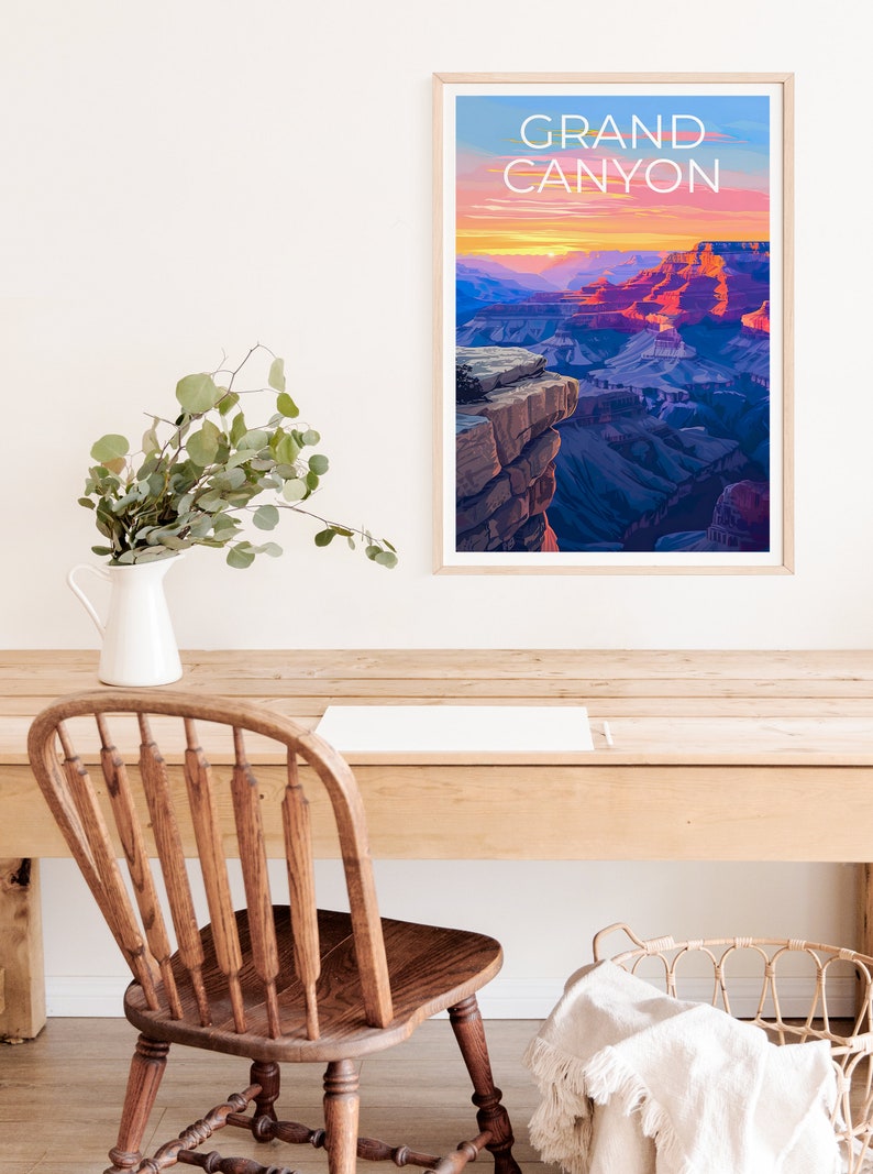 Affiche du Grand Canyon, Impression du Grand Canyon, Affiche de l'Arizona, Impression de l'Arizona, Affiche de voyage du Grand Canyon, Art de l'Arizona, Cadeau de randonnée