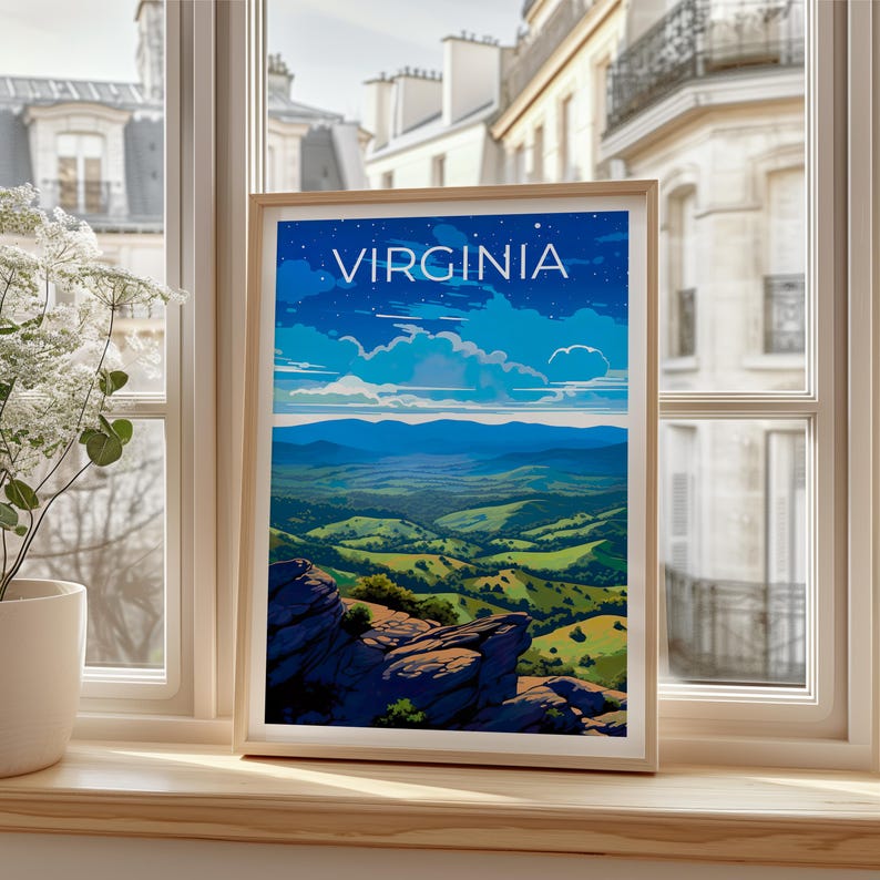 Virginia Travel Print Shenandoah National Park Poster Landscape Wall Art Forest Illustration Virginia Poster Home Decor Birthday Gift