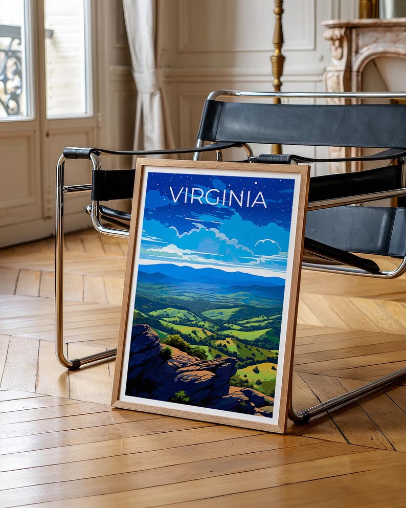 Virginia Travel Print Shenandoah National Park Poster Landscape Wall Art Forest Illustration Virginia Poster Home Decor Birthday Gift