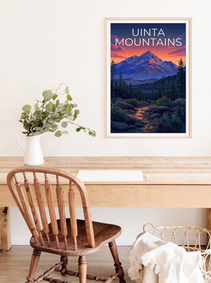 Affiche des montagnes Uinta, impression des montagnes Uinta, affiche de l'Utah, impression de l'Utah, affiche de montagne, art forestier, cadeau de randonnée