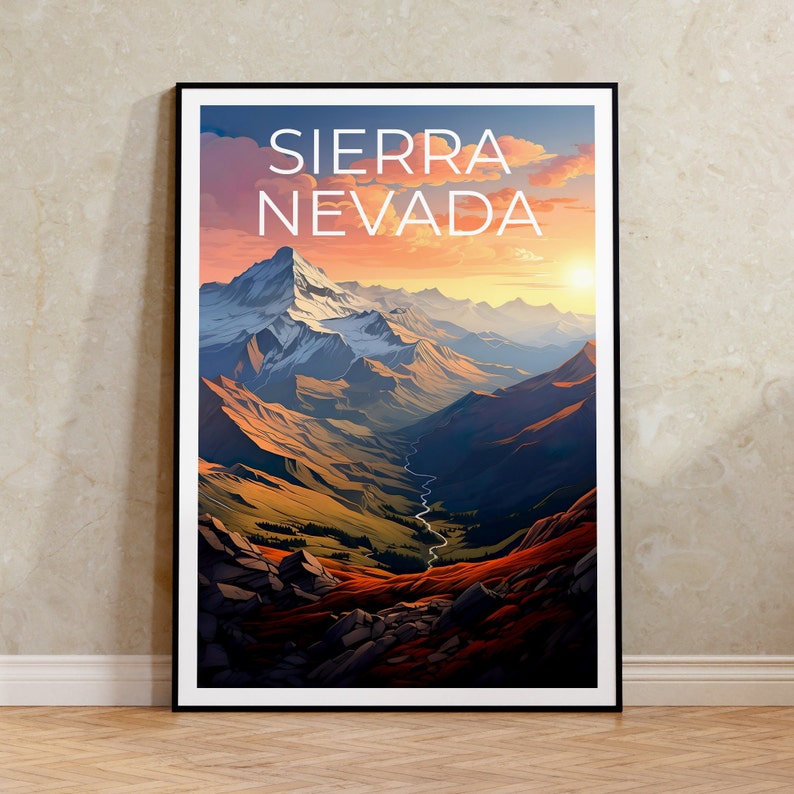 Sierra Nevada Travel Poster, Mountain Wall Art, Mountain Print, Sierra Nevada Poster, Mountain Poster, Nature Poster, Sierra Nevada Art