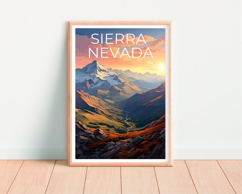 Sierra Nevada Travel Poster, Mountain Wall Art, Mountain Print, Sierra Nevada Poster, Mountain Poster, Nature Poster, Sierra Nevada Art