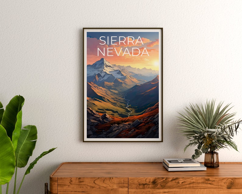 Sierra Nevada Travel Poster, Mountain Wall Art, Mountain Print, Sierra Nevada Poster, Mountain Poster, Nature Poster, Sierra Nevada Art