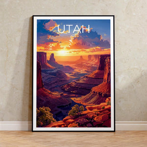 Utah Travel Print, Canyonlands National Park Poster, Nature Wall Art, Hike Illustration, Utah Landscape Poster, Home Decor, Birthday Gift