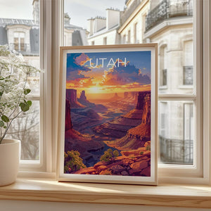 Utah Travel Print, Canyonlands National Park Poster, Nature Wall Art, Hike Illustration, Utah Landscape Poster, Home Decor, Birthday Gift
