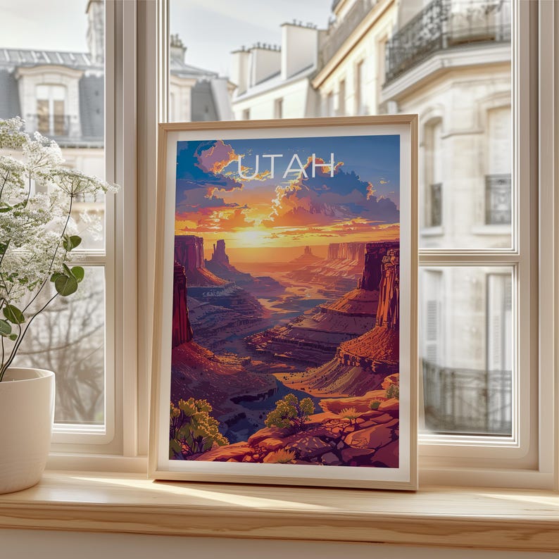 Utah Travel Print, Canyonlands National Park Poster, Nature Wall Art, Hike Illustration, Utah Landscape Poster, Home Decor, Birthday Gift