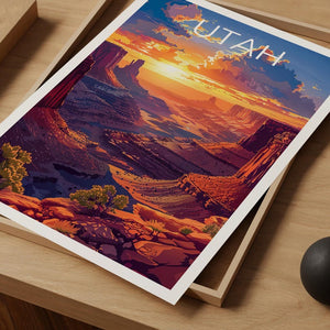 Utah Travel Print, Canyonlands National Park Poster, Nature Wall Art, Hike Illustration, Utah Landscape Poster, Home Decor, Birthday Gift