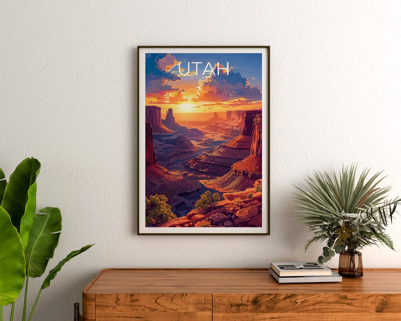 Utah Travel Print, Canyonlands National Park Poster, Nature Wall Art, Hike Illustration, Utah Landscape Poster, Home Decor, Birthday Gift