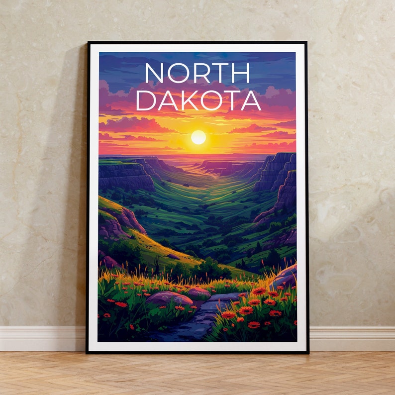 North Dakota Poster, North Dakota Print, Plains Poster, Nature Print, North Dakota Travel Poster, Great Plains Art, North Dakota Art